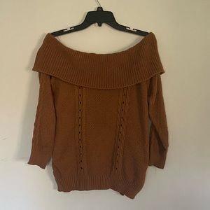Caramel Off-The-Shoulder Sweater